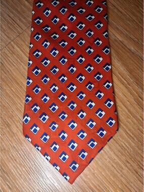Polo Ralph Lauren Silk Tie Red Geometric Handmade USA Wide